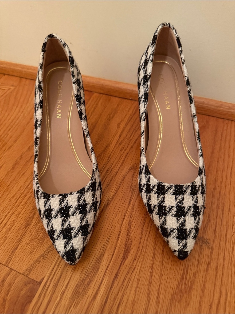 Cole‎ Haan Grand Ambition Metallic Houndstooth Pumps Heels 75mm Size 6B